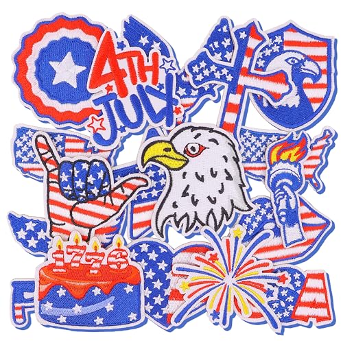 Stickerei-Applikation zum Aufbügeln für Rucksäcke, Stickapplikation, ästhetische Sachen für Kleidung, Jacken, Jeans, Hüte (Elemente der amerikanischen Flagge, 17 Stück) von DHFLYDH