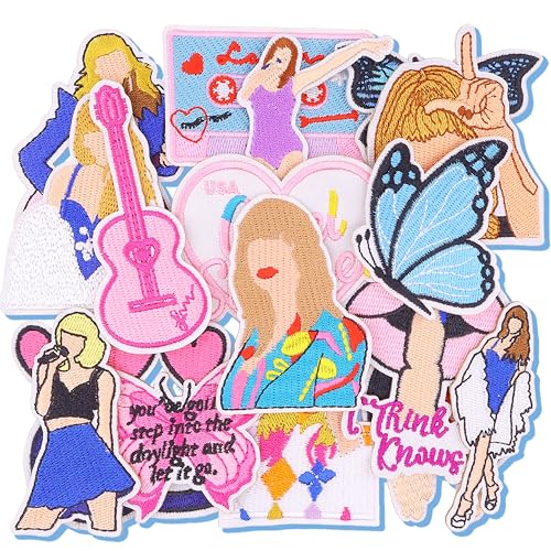 Stickerei-Applikation zum Aufbügeln für Rucksäcke, Stickapplikation, ästhetische Sachen für Kleidung, Jacken, Jeans, Hüte (Musik, 18 Stück) von DHFLYDH