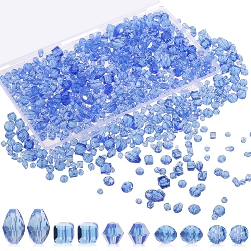 DHFUCNKO 800 stück Facettierte Blau Glasperlen, Kristall Glasperlen Kit mit 4/6/8 mm Perlen zum Auffädeln, Kristall perlen mit Loch für Basteln Schmuckherstellung DIY Halsketten Armbänder Ohrringe DHFUCNKO 800 stück Facettierte Blau Glasperlen, Kristall Glasperlen Kit mit 4/6/8 mm Perlen zum Auffädeln, Kristall perlen mit Loch für Basteln Schmuckherstellung DIY Halsketten Armbänder Ohrringe von DHFUCNKO