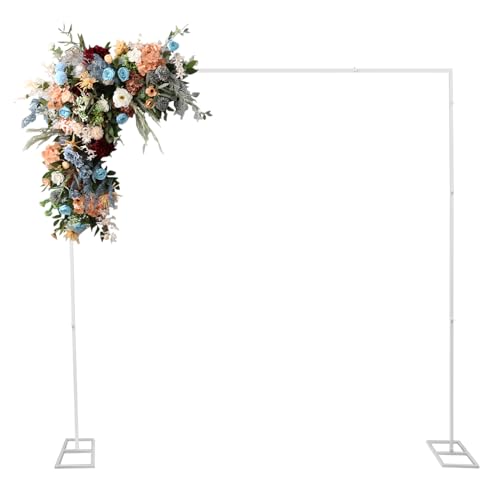 Ballonbogen Gestell, Modern Hochzeitsbogen Gestell mit Basis, 2.4x2.4m Metall Hochzeit Stand, Quadratisch Traubogen Hochzeit für Hochzeiten Party Event Dekoration (Weiß) von DHQCQL