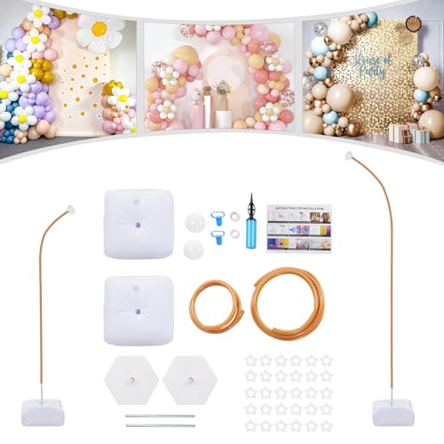 Ballonbogen Gestell Kit, 2.5M & 1.5M Hochzeitsbogen Gestell, Freie Biegung Halbbogen Luftballon Bogen für Geburtstag, Hochzeit, Graduation Party, Jubiläum, Gold Ballonbogen Gestell Kit, 2.5M & 1.5M Hochzeitsbogen Gestell, Freie Biegung Halbbogen Luftballon Bogen für Geburtstag, Hochzeit, Graduation Party, Jubiläum, Gold von DHQCQL