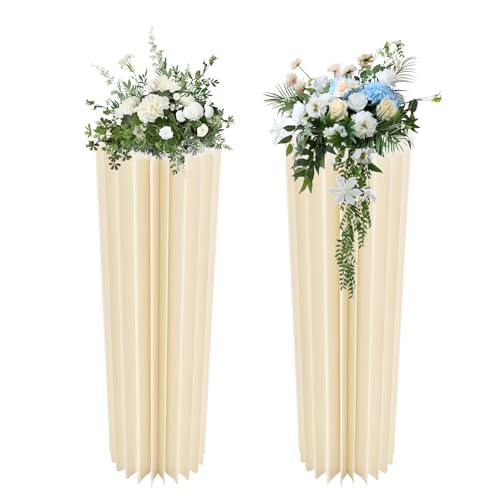 DHQCQL Dekosäule, 2 Stück Hochzeit Blumensäule mit Acryldeckel, 1m Faltbarer Papier Karton Blumenständer Zylinderförmige für Hochzeit Verlobung Geburtstag Tischdekoration, Weiß DHQCQL Dekosäule, 2 Stück Hochzeit Blumensäule mit Acryldeckel, 1m Faltbarer Papier Karton Blumenständer Zylinderförmige für Hochzeit Verlobung Geburtstag Tischdekoration, Weiß von DHQCQL