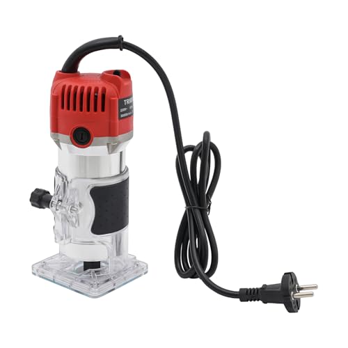 Kantenfräse 800W, Höhenverstellbar Fräsmaschine mit Gerader Kantenführung, Schneidedurchmesser 6.35mm, 30000r/min Standbohrmaschine, Kantenfräse für Holzbearbeitung von DHQCQL