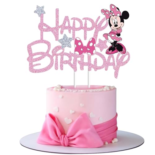 Happy Birthday Cake Topper, Rosa Tortendeko Geburtstag,Cartoon Kuchen Deko Geburtstag Kinder,Happy Birthday Tortenaufleger für Geburtstagsfeier, Babyparty von DHRUTI