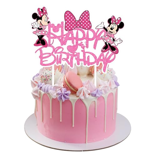 Happy Birthday Cake Topper, Rosa Tortendeko Geburtstag,Cartoon Kuchen Deko Geburtstag Kinder,Happy Birthday Tortenaufleger für Geburtstagsfeier, Babyparty von DHRUTI