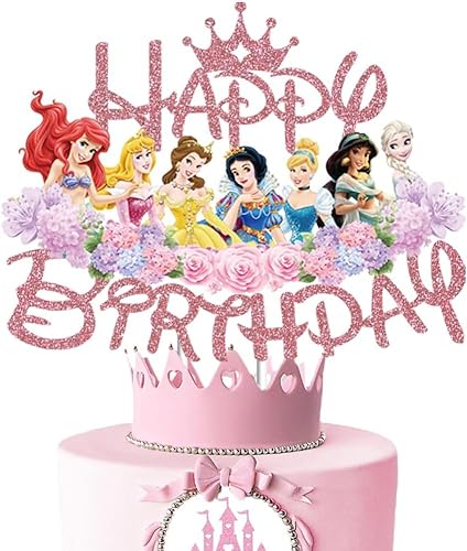 Prinzessinnen Tortendeko,Happy Birthday Cake Topper,Princess Geburtstag Torte Topper, Prinzessinnen Kuchen Deko Geburtstags, für Mädchen Geburtstagsfeier, Baby Shower von DHRUTI