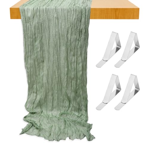 1 Stück Faltige Tischdecke, 4 Tischdeckenklammern, Käsetuch-Tischdecke, Tischdecke, Party-Dekoration, Faltbare Tischdecke, Gaze Für Hochzeitsempfangs-Tischplatte (Grün) von DHSBGWSX