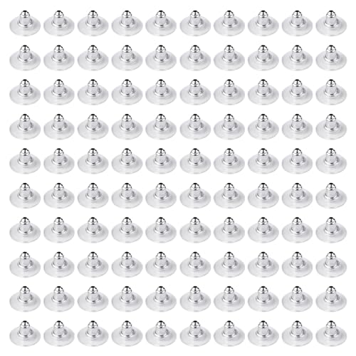 100 Stück Silikon-Ohrstecker, Ohrring-Stecker-Verschlüsse, Ohrring-Rückenstecker, Ohrring-Zubehör, Hypoallergene Ohrring-Verschlüsse, Stecker-Ohrringe von DHSBGWSX