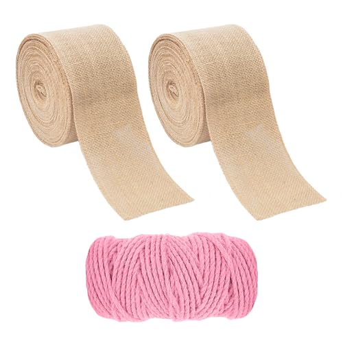 2 rollen Juteband, 1 Rolle rosa Hanfseil, Jutegeschenkband, retro breite Juteseide, dekoratives Band, Juteband mit Spitze 2 rollen Juteband, 1 Rolle rosa Hanfseil, Jutegeschenkband, retro breite Juteseide, dekoratives Band, Juteband mit Spitze von DHSBGWSX