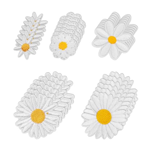 DHSBGWSX 30 Stück Gänseblümchen-Aufbügelflicken, Aufbügelaufkleber, Kinder-Aufbügelflicken, Blumenflicken, Taschen-Gänseblümchen-Dekoration, DIY-Zubehör DHSBGWSX 30 Stück Gänseblümchen-Aufbügelflicken, Aufbügelaufkleber, Kinder-Aufbügelflicken, Blumenflicken, Taschen-Gänseblümchen-Dekoration, DIY-Zubehör von DHSBGWSX