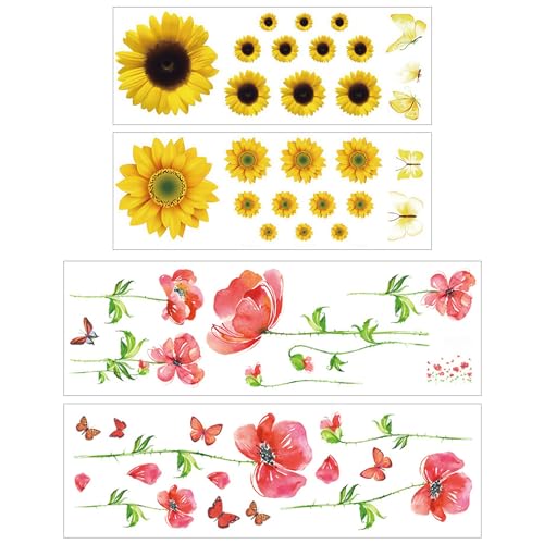 4 Stück dekorative Aufkleber, Mülleimer-Aufkleber, wasserfeste Aufkleber, Autoaufkleber, Schmetterlings- und Blumenaufkleber, selbstklebende wasserdichte Türaufkleber, Sonnenblumen-Kühlschrankaufklebe 4 Stück dekorative Aufkleber, Mülleimer-Aufkleber, wasserfeste Aufkleber, Autoaufkleber, Schmetterlings- und Blumenaufkleber, selbstklebende wasserdichte Türaufkleber, Sonnenblumen-Kühlschrankaufklebe von DHSBGWSX