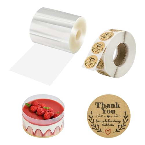 DHSBGWSX 1 Stück Kuchenkragen, 1 Rolle Backversiegelungsaufkleber, Transparenter Kuchenring, Acetatrolle, Kuchenbacken-Dekorationsrandzubehör DHSBGWSX 1 Stück Kuchenkragen, 1 Rolle Backversiegelungsaufkleber, Transparenter Kuchenring, Acetatrolle, Kuchenbacken-Dekorationsrandzubehör von DHSBGWSX