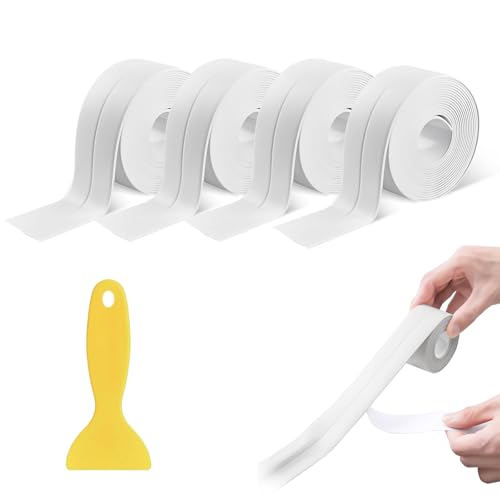 DHSWNNG 4 Rollen Dichtungsband Selbstklebend, Dichtband Wasserdicht Fugendichtungsband mit Schaber 38 mm x 3,2 m PVC Dichtungsstreifen Klebeband für Küche badezimmer Toilette, Wandecke DHSWNNG 4 Rollen Dichtungsband Selbstklebend, Dichtband Wasserdicht Fugendichtungsband mit Schaber 38 mm x 3,2 m PVC Dichtungsstreifen Klebeband für Küche badezimmer Toilette, Wandecke von DHSWNNG