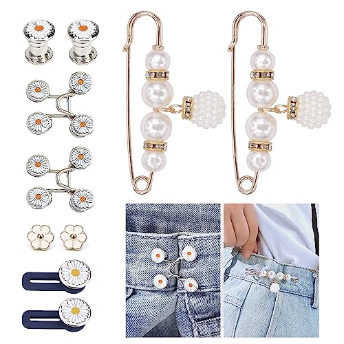 10 Stück Knöpfe Hosen Enger Machen, Hosenknöpfe Zum Stecken Verstellbar Taillenschnallen Abnehmbar Hosen Taillenstraffer Jeans Knöpfe Ohne Nähen für Kleider Hosen Jeans Ärmel von DHSWNNG