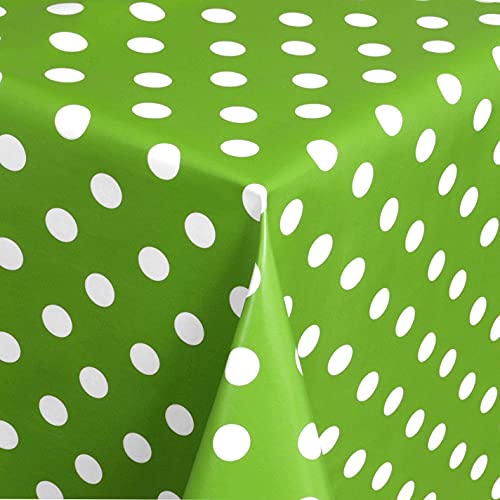Wachstuch Wachstischdecke Gartentischdecke Tischdecke Größe wählbar Punkte Grün Eckig 110 x 150 cm abwaschbar von DHT-Wachstuch