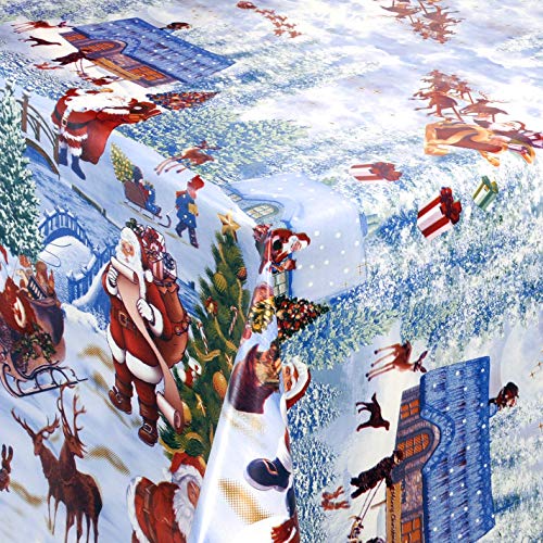 Wachstuch Wachstischdecke Tischdecke Weihnachtstischdecke Weihnachten Blau Eckig 140 x 100 cm abwaschbar Weihnachten von DHT-Wachstuch
