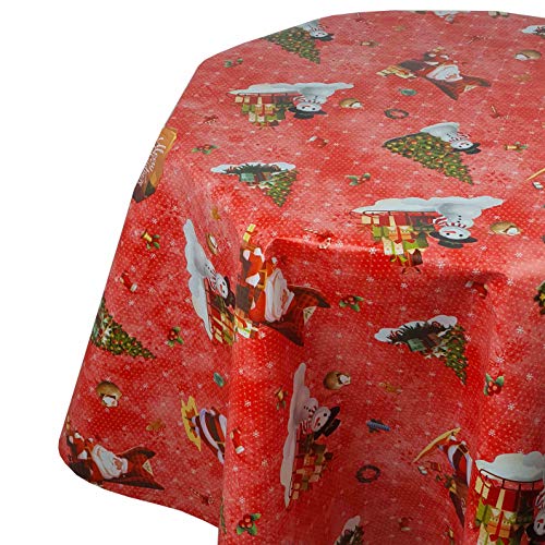 Wachstuch Wachstischdecke Tischdecke Weihnachtstischdecke Zuckerstange Rot Oval 130 x 180 cm abwaschbar Weihnachten von DHT-Wachstuch