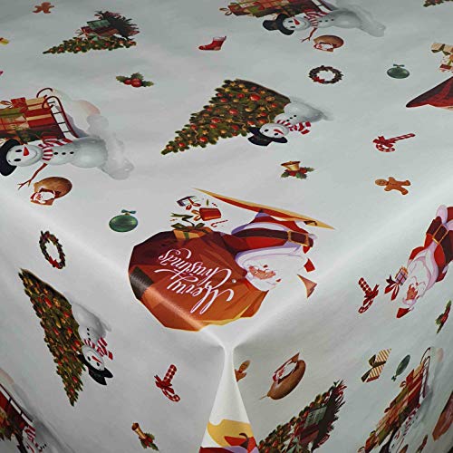 Wachstuch Wachstischdecke Tischdecke Weihnachtstischdecke Zuckerstange Weiß Eckig 130 x 160 cm abwaschbar Weihnachten von DHT-Wachstuch