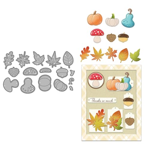 Ahornblatt-Stanzformen für Kartenherstellung, Kürbis-Pilz, Metall-Stanzformen Sets für DIY, handgemachtes Scrapbooking, Papierbasteln, Festivals, Album, Party, Hochzeit, dekoratives Zubehör von DHVTESN