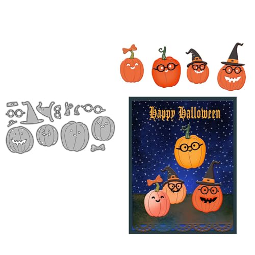 Ausstechformen mit Kürbis mit Gläsern für Kartenherstellung, Halloween, Metall-Stanzformen für DIY, handgemachtes Scrapbooking, Papierbasteln, Festivals, Album, Party, Hochzeit, dekoratives Zubehör von DHVTESN