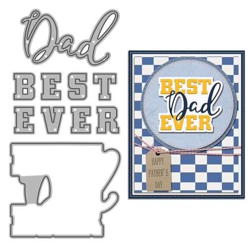 Best Dad Ever Shadow Stanzformen für Kartenherstellung, Metall-Stanzformen Sets für DIY handgemachtes Scrapbooking, Papierbasteln, Festivals, Album, Party, Hochzeit, dekoratives Zubehör von DHVTESN