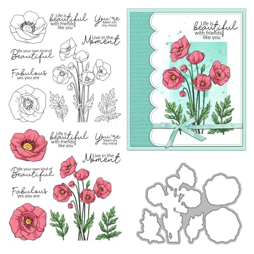 Blumenstempel und Stanzformen für Kartenherstellung, Blätter, transparentes Silikon, klarer Stempel und Metall-Stanzformen, Sets für DIY, Scrapbooking, Papierbasteln, Siegel, dekoratives Zubehör von DHVTESN