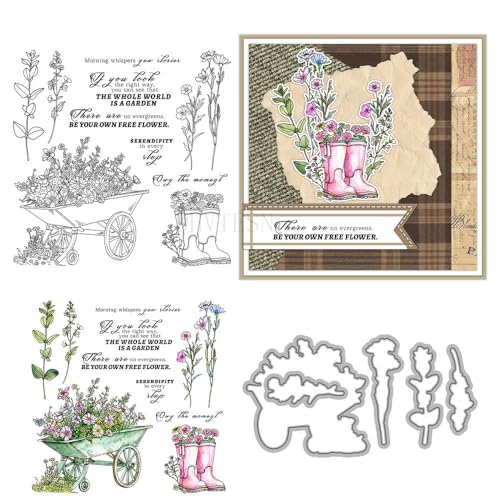 Blumenstempel und Stanzformen für Kartenherstellung, Frühlingsgarten, transparentes Silikon, klarer Stempel und Metall-Stanzformen-Sets für DIY, Scrapbooking, Papierbasteln, Dichtungen, dekoratives Blumenstempel und Stanzformen für Kartenherstellung, Frühlingsgarten, transparentes Silikon, klarer Stempel und Metall-Stanzformen-Sets für DIY, Scrapbooking, Papierbasteln, Dichtungen, dekoratives von DHVTESN