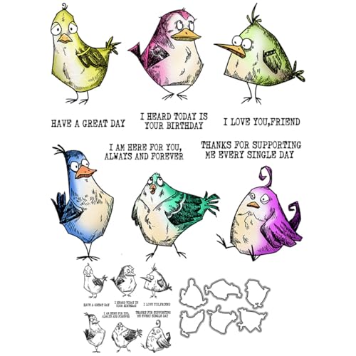 Cartoon-Vogel-Stempel und Stanzformen für Kartenherstellung, Tier, transparent, Silikon, transparent, Stempel und Metall-Stanzformen, Sets für DIY, Scrapbooking, Papierbasteln, Siegel, dekoratives Cartoon-Vogel-Stempel und Stanzformen für Kartenherstellung, Tier, transparent, Silikon, transparent, Stempel und Metall-Stanzformen, Sets für DIY, Scrapbooking, Papierbasteln, Siegel, dekoratives von DHVTESN