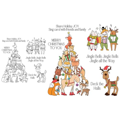 Design Weihnachtsstempel und Stanzformen für Kartenherstellung, Weihnachtsmannmützen, Tiere, transparentes Silikon, klare Stempel und Metall-Stanzformen, Sets für DIY, Scrapbooking, Papierbasteln von DHVTESN