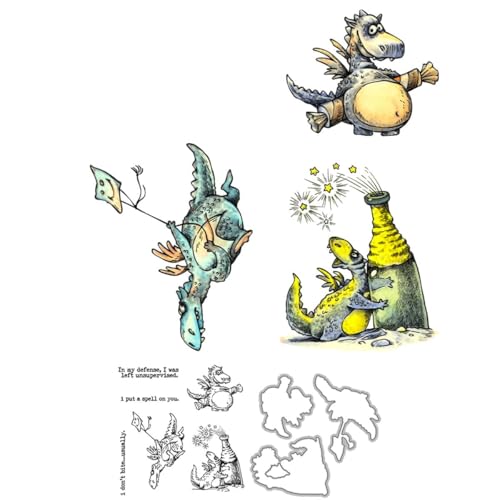 Dinosaurier-Stempel und Stanzformen für Kartenherstellung, magische Flasche, transparenter Silikon-Stempel und Metall-Stanzformen-Sets für DIY, Scrapbooking, Papierbasteln, Dichtungen, dekoratives Dinosaurier-Stempel und Stanzformen für Kartenherstellung, magische Flasche, transparenter Silikon-Stempel und Metall-Stanzformen-Sets für DIY, Scrapbooking, Papierbasteln, Dichtungen, dekoratives von DHVTESN