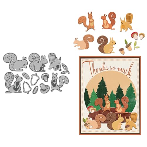 Eichhörnchen-Stanzformen für Kartenherstellung, Tannenzapfen, Metall-Stanzformen-Sets für DIY, handgemachtes Scrapbooking, Papierbasteln, Festivals, Album, Party, Hochzeit, dekoratives Zubehör von DHVTESN