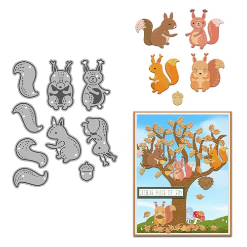 Eichhörnchen-Stanzformen für Kartenherstellung, Tier-Metall-Stanzformen-Sets für DIY, handgemachtes Scrapbooking, Papierbasteln, Festivals, Album, Party, Hochzeit, dekoratives Zubehör von DHVTESN