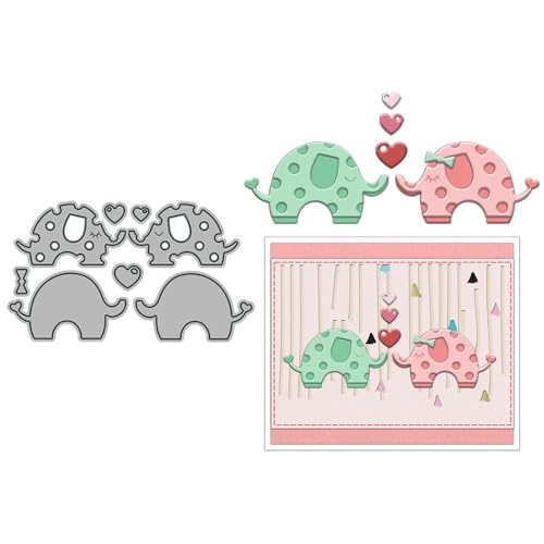 Elefanten-Paar-Stanzformen für Kartenherstellung, Valentinstag, Metall-Stanzformen-Sets für DIY, handgemachtes Scrapbooking, Papierbasteln, Festivals, Album, Party, Hochzeit, dekoratives Zubehör von DHVTESN