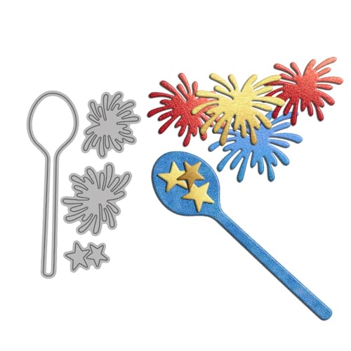 Feuerwerk-Stanzformen für Kartenherstellung, Löffel, Metall-Stanzformen, Sets für DIY, handgemachtes Scrapbooking, Papierbasteln, Festivals, Album, Party, Hochzeit, dekoratives Zubehör von DHVTESN