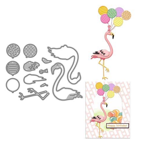 Flamingo-Stanzformen für Kartenherstellung, Ballon-Metall-Stanzformen für Bastelarbeiten, Scrapbooking, Papierbasteln, Festivals, Alben, Party, Hochzeit, dekoratives Zubehör von DHVTESN