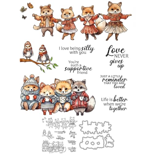 Fox Stempel und Stanzformen für Kartenherstellung, Tiermotiv, transparent, Silikon, Stempel und Metall-Stanzformen, Sets für DIY, Scrapbooking, Papierbasteln, Siegel, dekoratives Zubehör Fox Stempel und Stanzformen für Kartenherstellung, Tiermotiv, transparent, Silikon, Stempel und Metall-Stanzformen, Sets für DIY, Scrapbooking, Papierbasteln, Siegel, dekoratives Zubehör von DHVTESN