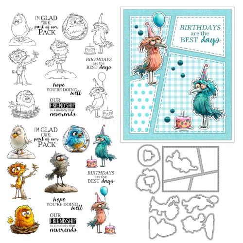 Geburtstagsvogel Stempel und Stanzformen für Kartenherstellung, Tier, transparent, Silikon, transparent, Stempel und Metall-Stanzformen, Sets für DIY, Scrapbooking, Papierbasteln, Siegel, dekoratives Geburtstagsvogel Stempel und Stanzformen für Kartenherstellung, Tier, transparent, Silikon, transparent, Stempel und Metall-Stanzformen, Sets für DIY, Scrapbooking, Papierbasteln, Siegel, dekoratives von DHVTESN