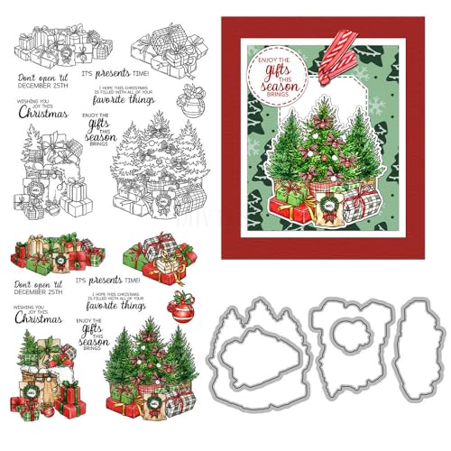 Geschenk-Stempel und Stanzformen für Kartenherstellung, Weihnachtsbaum, transparenter Silikon-Stempel und Metall-Stanzformen, Sets für DIY, Scrapbooking, Papierbasteln, Siegel, dekoratives Zubehör Geschenk-Stempel und Stanzformen für Kartenherstellung, Weihnachtsbaum, transparenter Silikon-Stempel und Metall-Stanzformen, Sets für DIY, Scrapbooking, Papierbasteln, Siegel, dekoratives Zubehör von DHVTESN