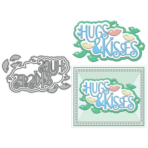 HUGS & Kisses Stanzformen für Kartenherstellung, Valentinstag, Metall-Stanzformen-Sets für DIY, handgemachtes Scrapbooking, Papierbasteln, Festivals, Album, Party, Hochzeit, dekoratives Zubehör von DHVTESN