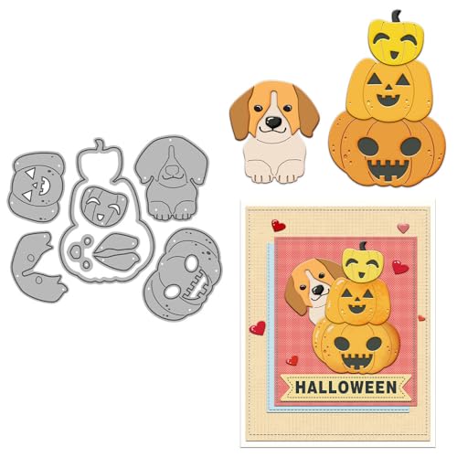 Halloween-Kürbis-Stanzformen für Kartenherstellung, Hund, Metall-Stanzformen Sets für DIY, handgemachtes Scrapbooking, Papierbasteln, Festivals, Album, Party, Hochzeit, dekoratives Zubehör von DHVTESN