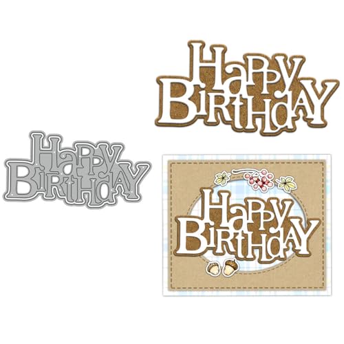 Happy Birthday Stanzformen für Kartenherstellung, Metall-Stanzformen Sets für DIY handgemachte Scrapbooking Papierbasteln Festivals Album Party Hochzeit dekoratives Zubehör von DHVTESN
