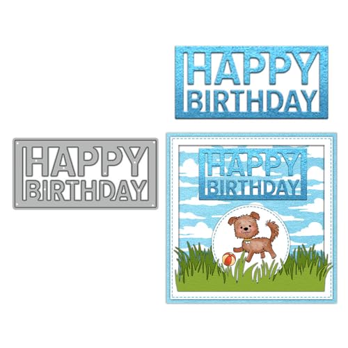Happy Birthday Stanzformen für Kartenherstellung, Metall-Stanzformen Sets für DIY handgemachte Scrapbooking Papierbasteln Festivals Album Party Hochzeit dekoratives Zubehör von DHVTESN