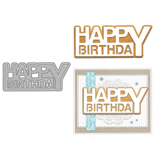 Happy Birthday Stanzformen für Kartenherstellung, Metall-Stanzformen Sets für DIY handgemachte Scrapbooking Papierbasteln Festivals Album Party Hochzeit dekoratives Zubehör von DHVTESN