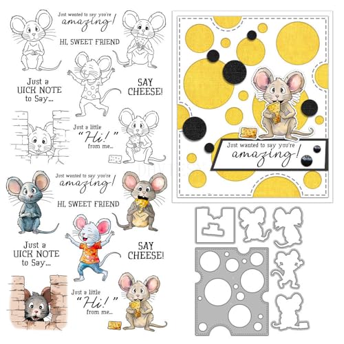 Happy Mouse Stempel und Stanzformen für Kartenherstellung, Tiermotiv, transparent, Silikon, transparent, Stempel und Metall-Stanzformen, Sets für DIY, Scrapbooking, Papierbasteln, Siegel, dekoratives Happy Mouse Stempel und Stanzformen für Kartenherstellung, Tiermotiv, transparent, Silikon, transparent, Stempel und Metall-Stanzformen, Sets für DIY, Scrapbooking, Papierbasteln, Siegel, dekoratives von DHVTESN