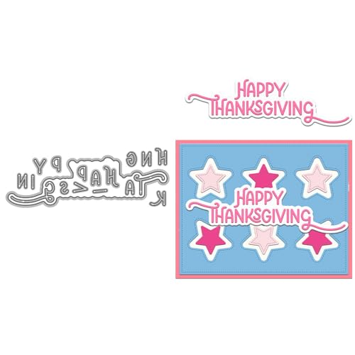 Happy Thanksgiving Shadow Stanzformen für Kartenherstellung, Metall-Stanzformen Sets für DIY handgemachtes Scrapbooking, Papierbasteln, Festivals, Album, Party, Hochzeit, dekoratives Zubehör von DHVTESN