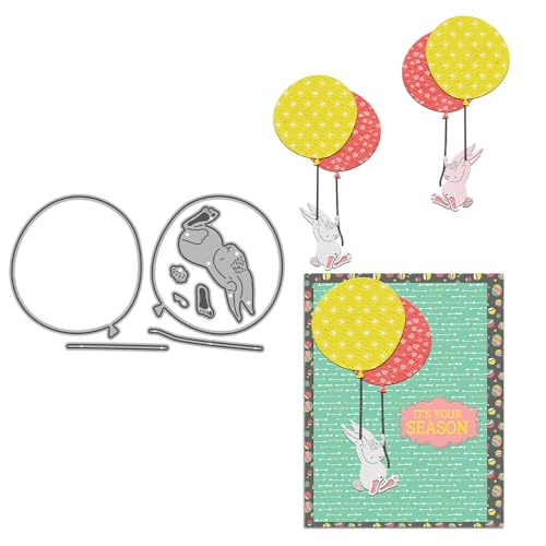 Hasen-Stanzformen für Kartenherstellung, Ballon-Metall-Stanzformen-Sets für DIY, handgemachtes Scrapbooking, Papierbasteln, Festivals, Album, Party, Hochzeit, dekoratives Zubehör von DHVTESN