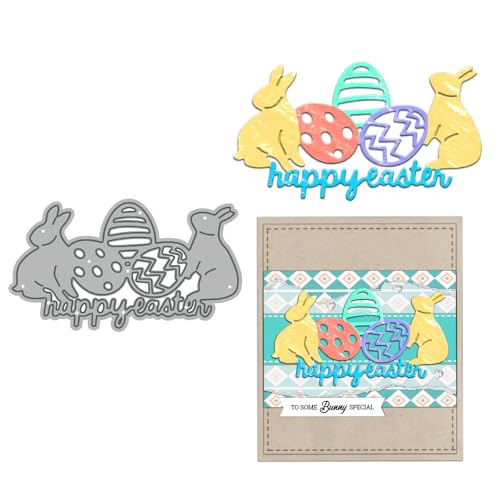 Hasen-Stanzformen für Kartenherstellung, Frohe Ostern, Metall-Stanzformen-Sets für DIY, handgemachtes Scrapbooking, Papierbasteln, Festivals, Album, Party, Hochzeit, dekoratives Zubehör von DHVTESN