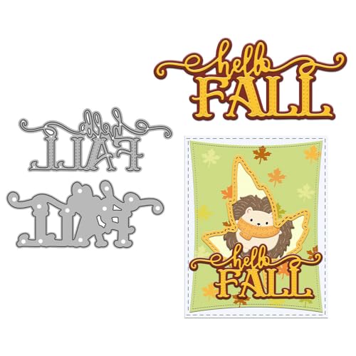 Hello Fall Stanzformen für Kartenherstellung, Metall-Stanzformen-Sets für DIY, handgemachtes Scrapbooking, Papierbasteln, Festivals, Album, Party, Hochzeit, dekoratives Zubehör von DHVTESN