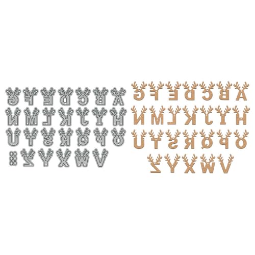 Hirschgeweih Großbuchstaben Stanzformen für Kartenherstellung Weihnachten Metall Stanzformen Sets für DIY handgemachte Scrapbooking Papier Handwerk Festivals Album Party Hochzeit Dekoratives Zubehör von DHVTESN