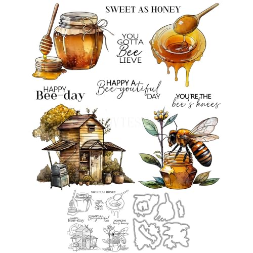 Honigglas-Stempel und Stanzformen für Kartenherstellung, Biene, transparenter Silikon-Stempel und Metall-Stanzformen, Sets für DIY, Scrapbooking, Papierbasteln, Siegel, dekoratives Zubehör Honigglas-Stempel und Stanzformen für Kartenherstellung, Biene, transparenter Silikon-Stempel und Metall-Stanzformen, Sets für DIY, Scrapbooking, Papierbasteln, Siegel, dekoratives Zubehör von DHVTESN
